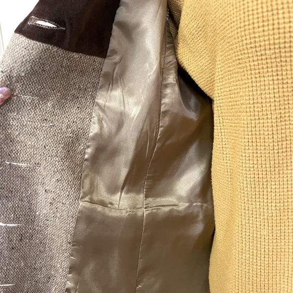 Vintage tweed and velvet wool blazer coat 4 S/M - Picture 4 of 10